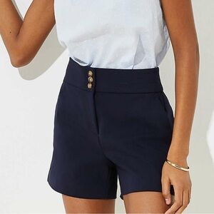 LOFT high waist triple button shorts - size 12 - navy blue